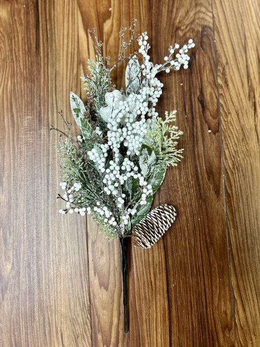 18 Inch White Snow Ice Berry Pick