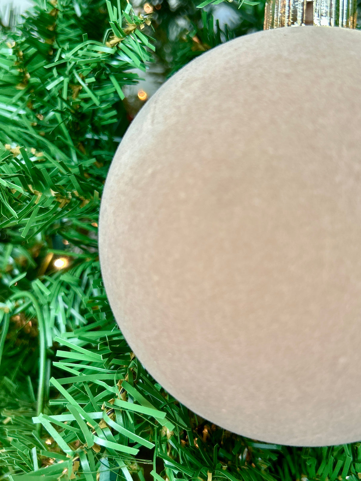 5 Inch Light Brown Flocked Ornament Ball