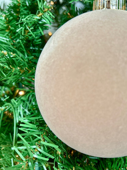 5 Inch Light Brown Flocked Ornament Ball