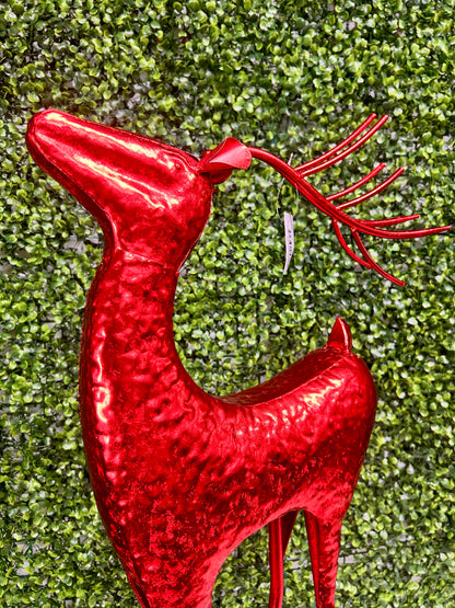 Large Red Metallic Standing Deer Two Assorted