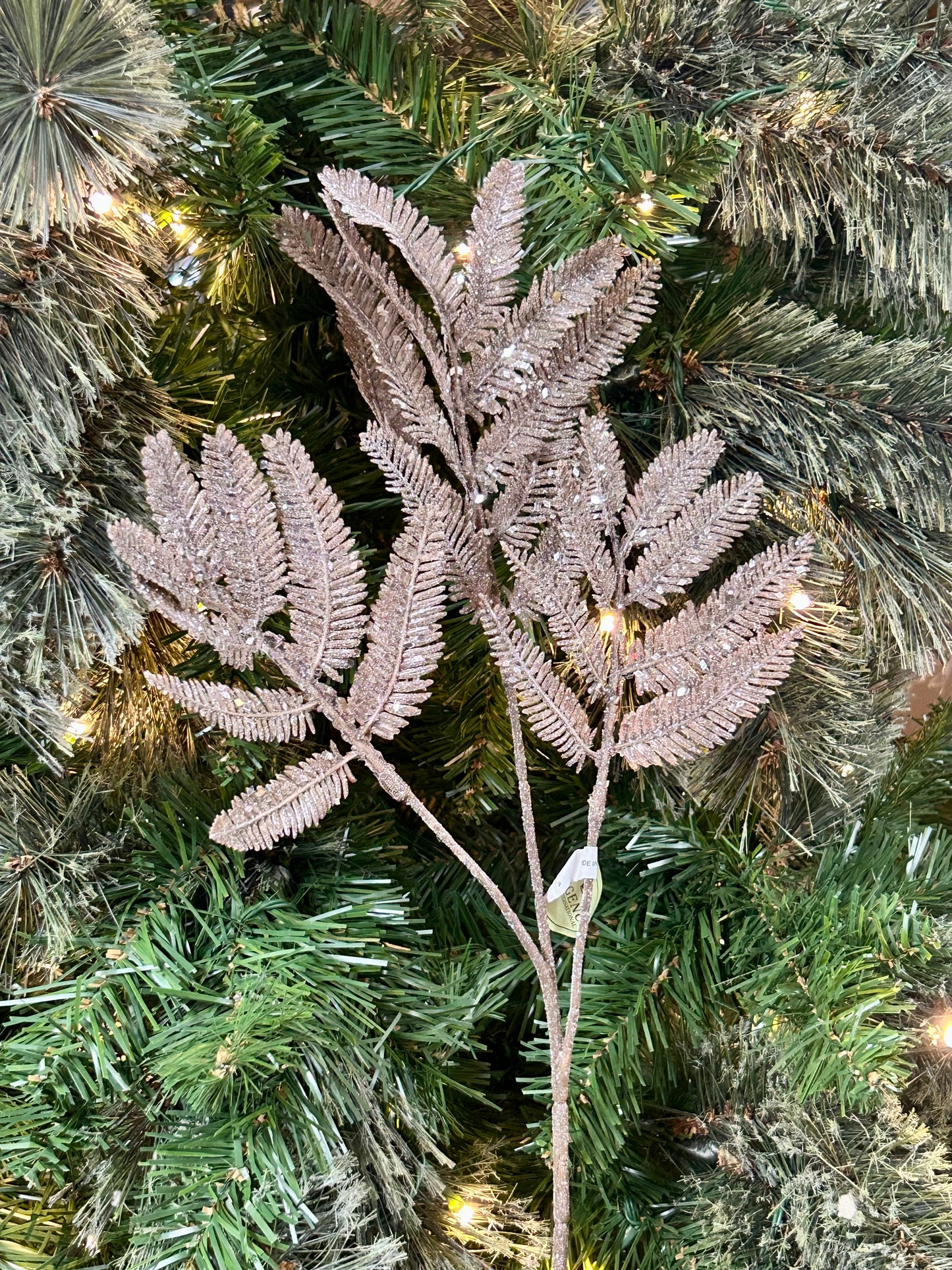 20 Inch Grey Winter Forest Fern Spray