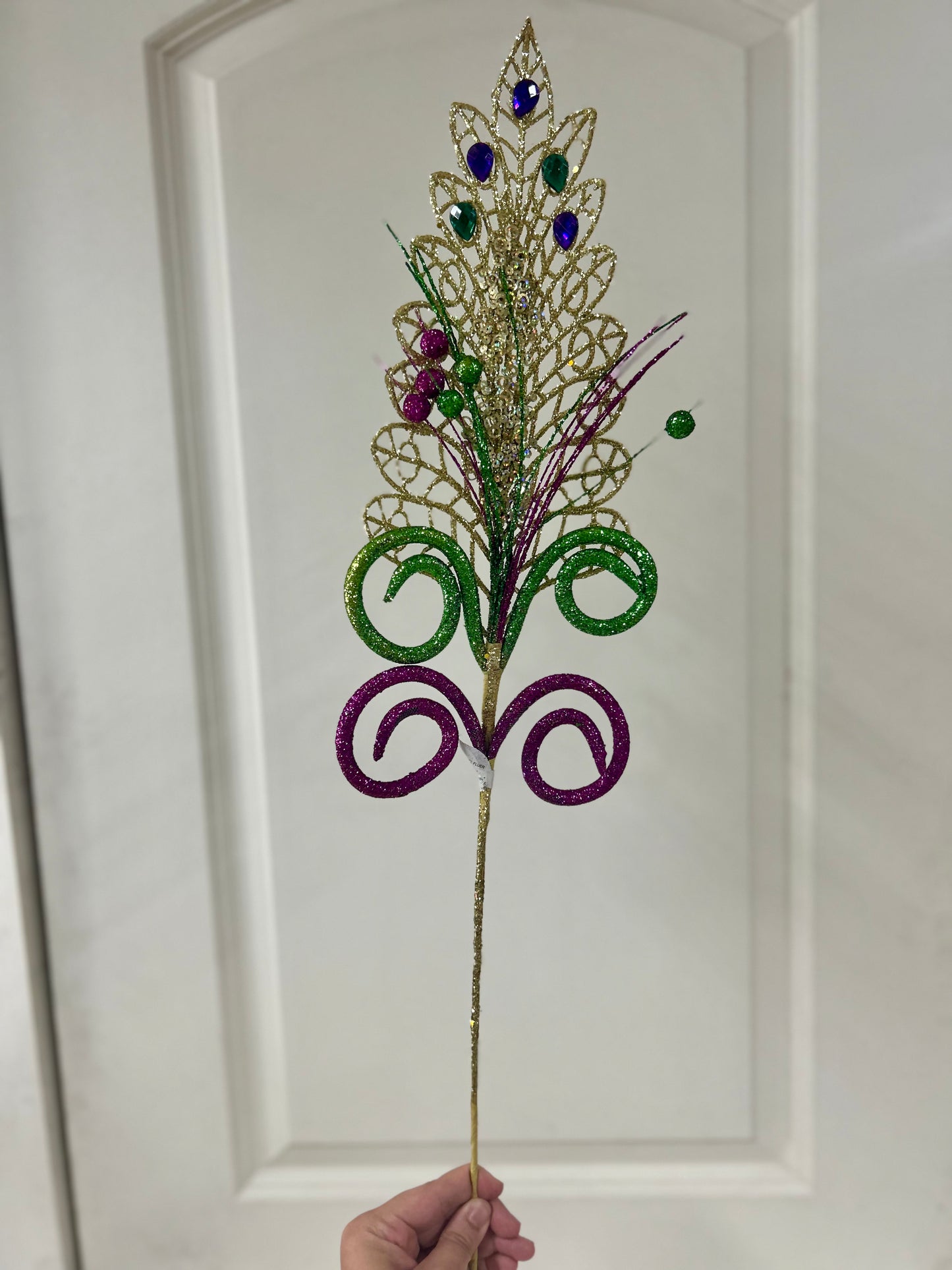 26 Inch Glitter Jewel Fluer De Lis Spray