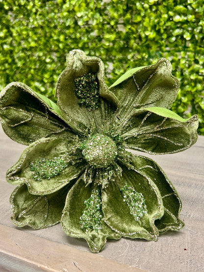 17 Inch Sage Green Velvet Magnolia Stem