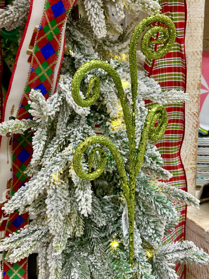 21 Inch Lime Green Glitter Tubing Curl Spray