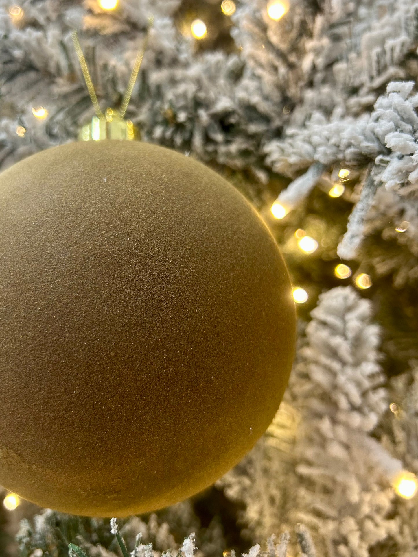 5 Inch Brown Smooth Flocked Ball Ornament