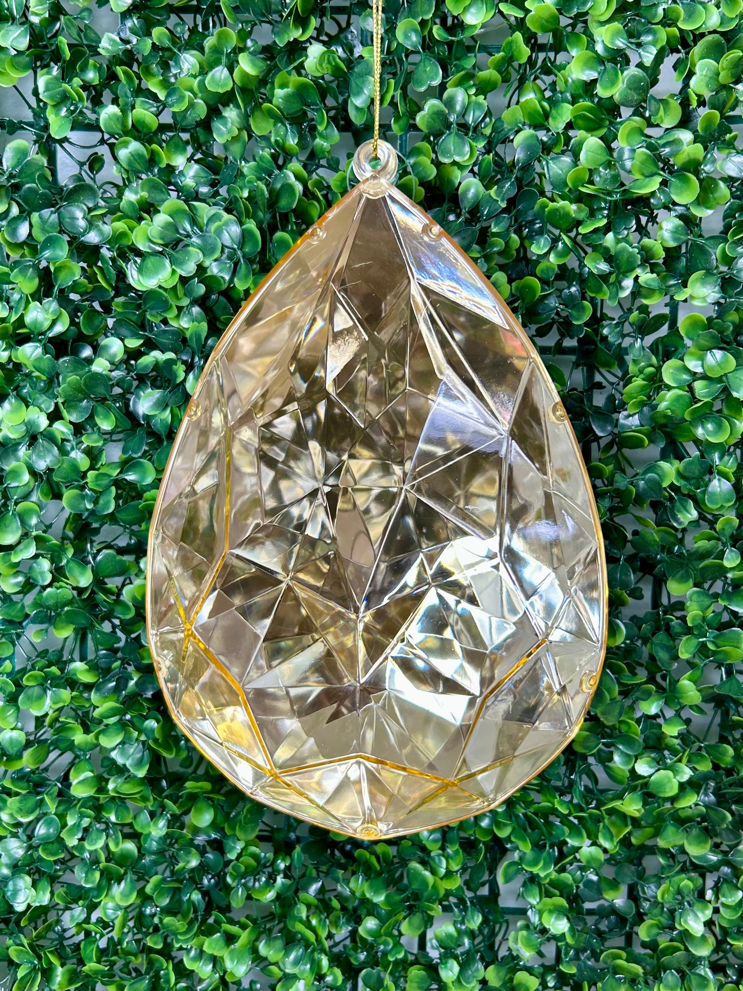 9 Inch Gold Acrylic Rain Drop Diamond Ornament