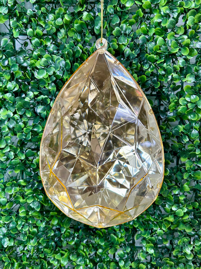 9 Inch Gold Acrylic Rain Drop Diamond Ornament