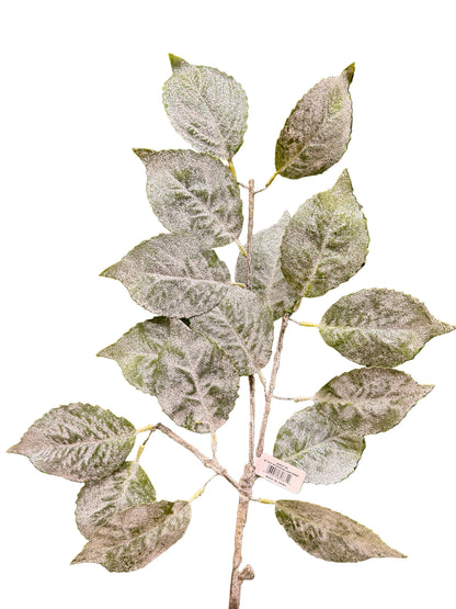 45 Inch Green Glitter Hydrangea Leaf Spray