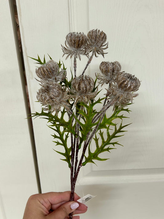 23 Inch Brown Thistle Leaf Spray