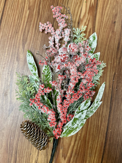 18 Inch Red Snow Ice Berry Cedar Pick