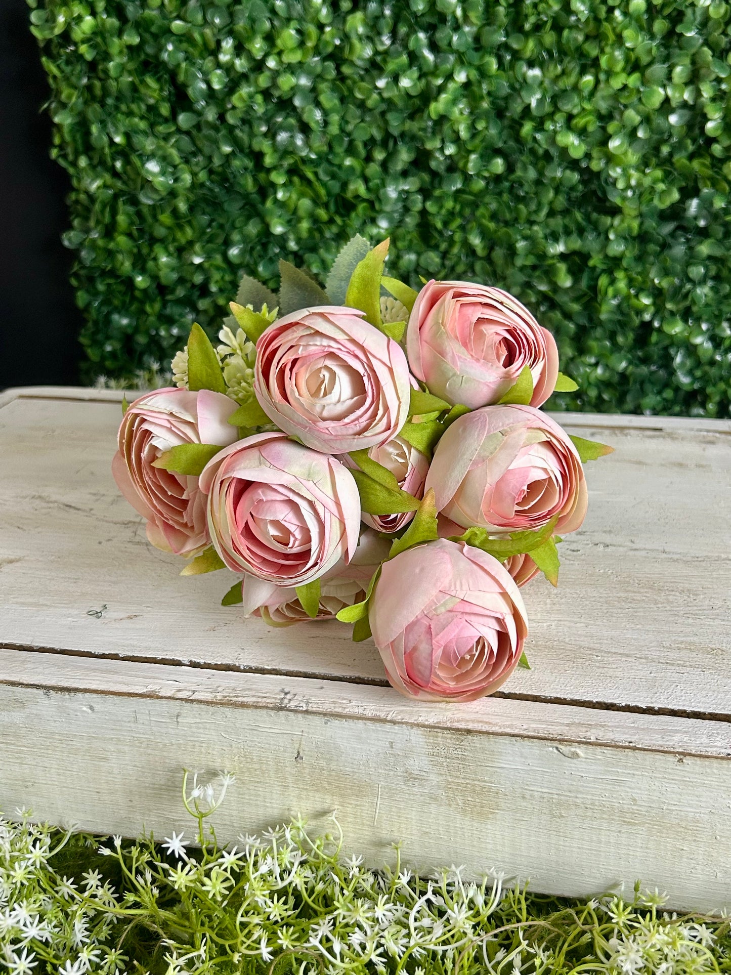 16.5 Inch Light Pink Ranunculus Bush