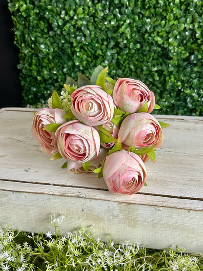 16.5 Inch Light Pink Ranunculus Bush
