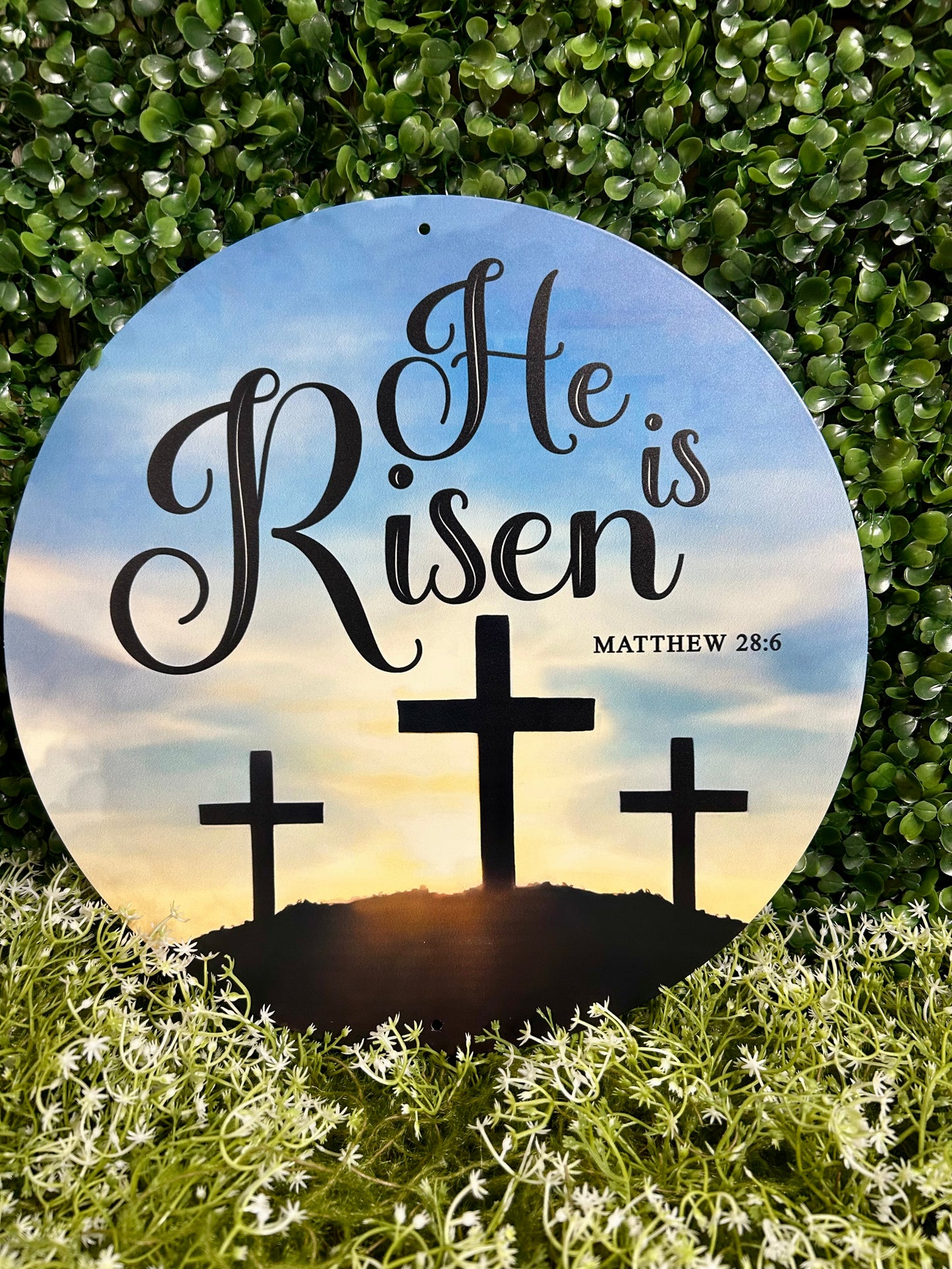 12 Inch Metal He Is Risen Sign