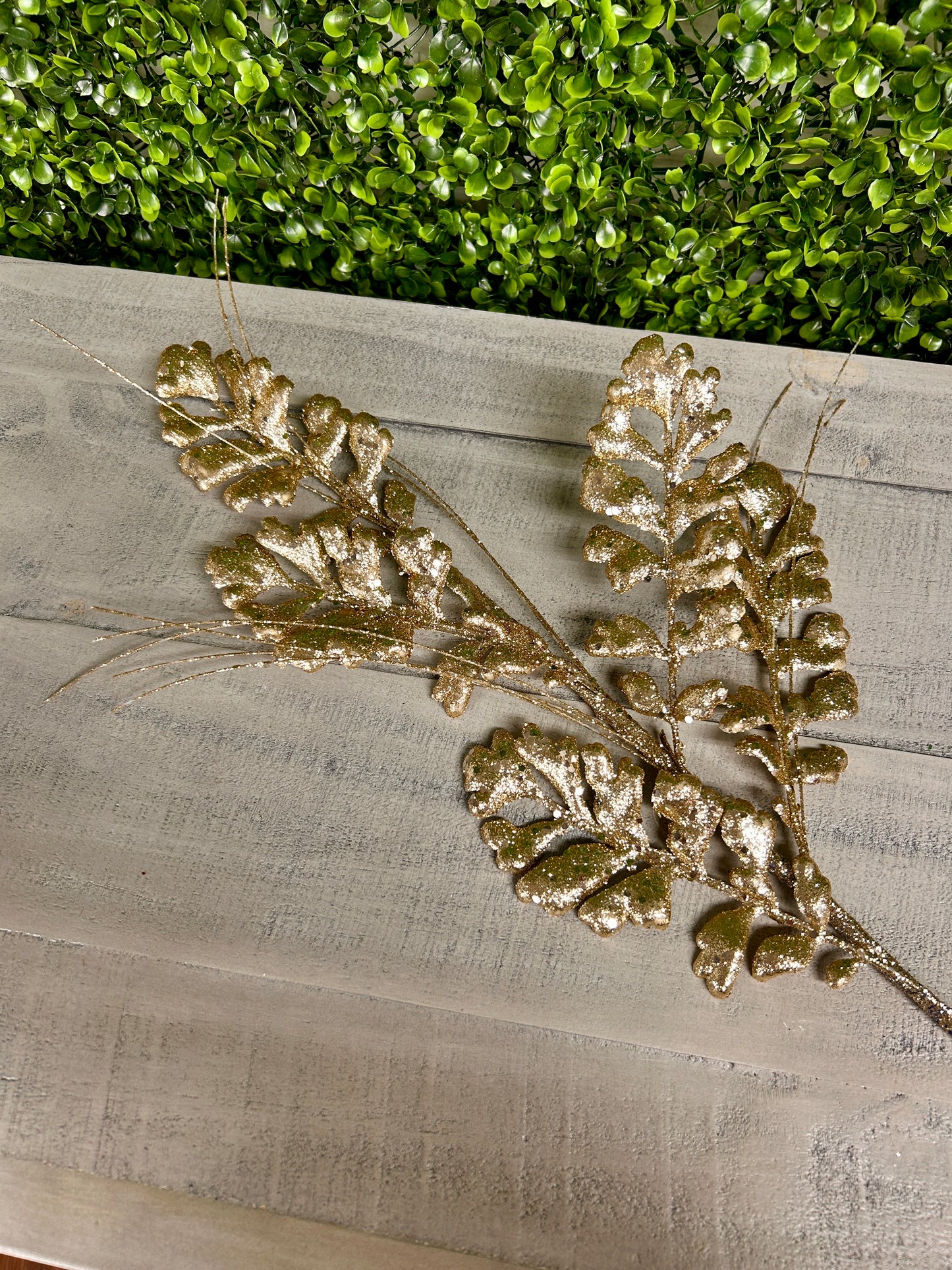 29 Inch Champagne Glitter Sequin Forest Fern Spray