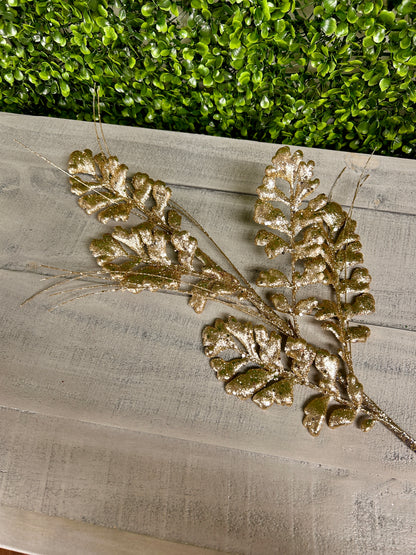 29 Inch Champagne Glitter Sequin Forest Fern Spray