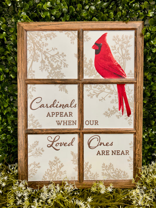 12.75 Inch Cardinal In Window Metal Sign