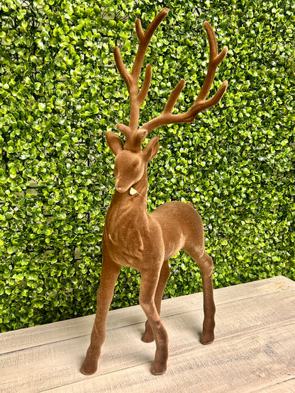 21 Inch Brown Flocked Deer Two Styles