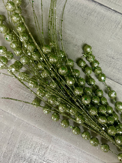 28" Mint Glitter Berry Spray