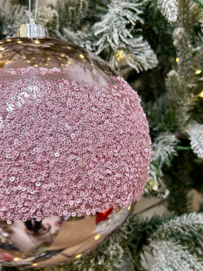8 Inch Pink Sequin Ball Ornament