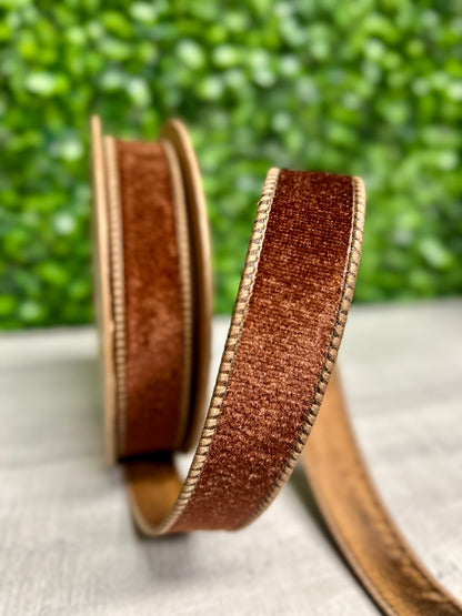1 Inch By 10 Yard Brown Heritage Velvet Ribbon
