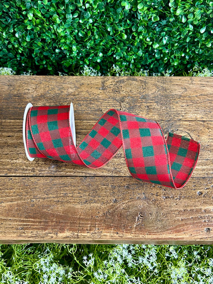 2.5 Inch By 10 Yard Traditional Christmas Check Ribbon