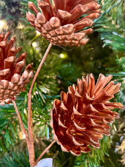 17 Inch Copper Artificial Pinecone Spray