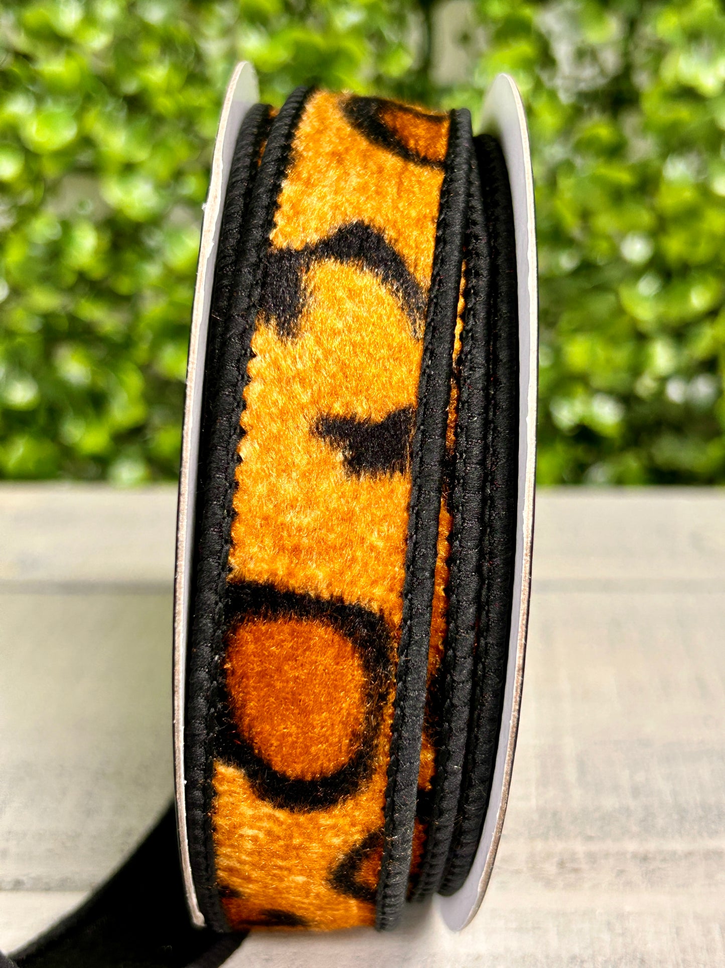 John Mark 1 Inch By 10 Yard Dupioni Fused Leopard Pattern Ribbon