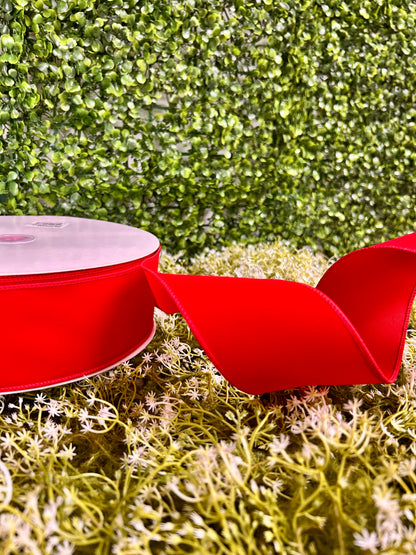 2.5 Inch By 50 Yard Red Indoor Velvet Ribbon