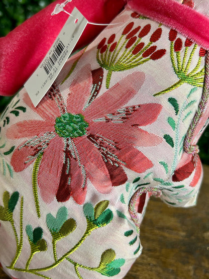 Pink And Green Floral Fabric Easter Bunny With Pink Bow Two Styles