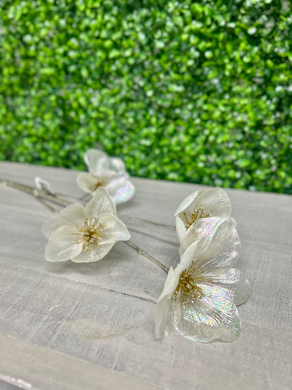 34 Inch White Iridescent Helleborus Spray