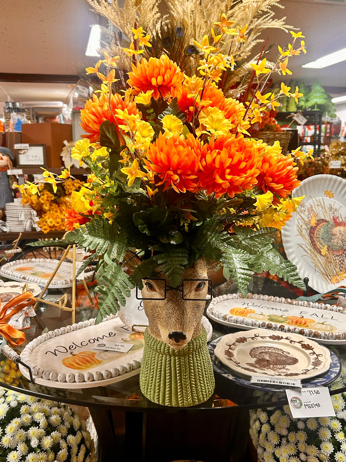 13.5 Inch Deer With Glasses Tabletop Planter Or Vase