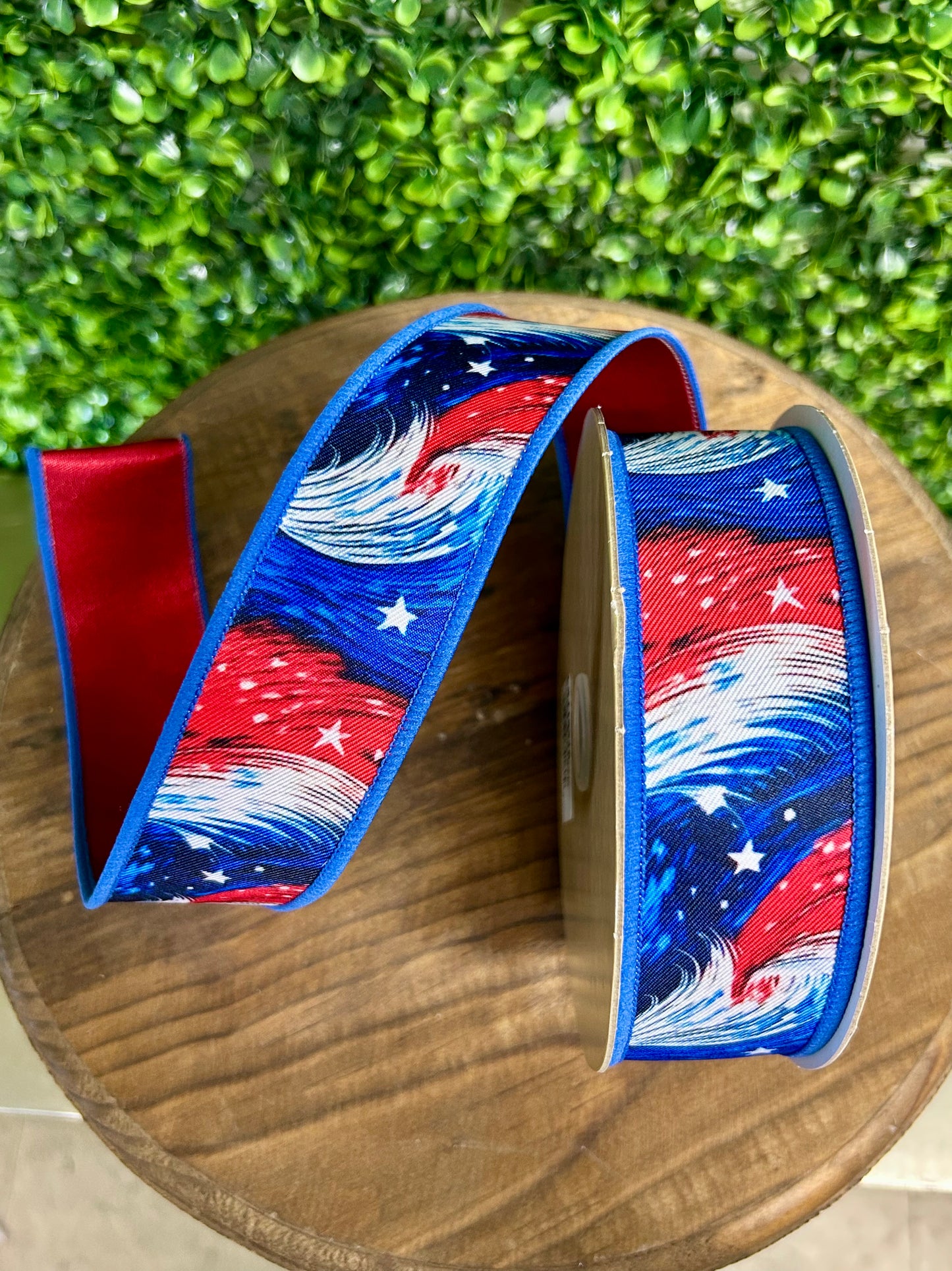 1.5 Inch By 10 Yard Patriotic Cosmic Stars Fused Ribbon