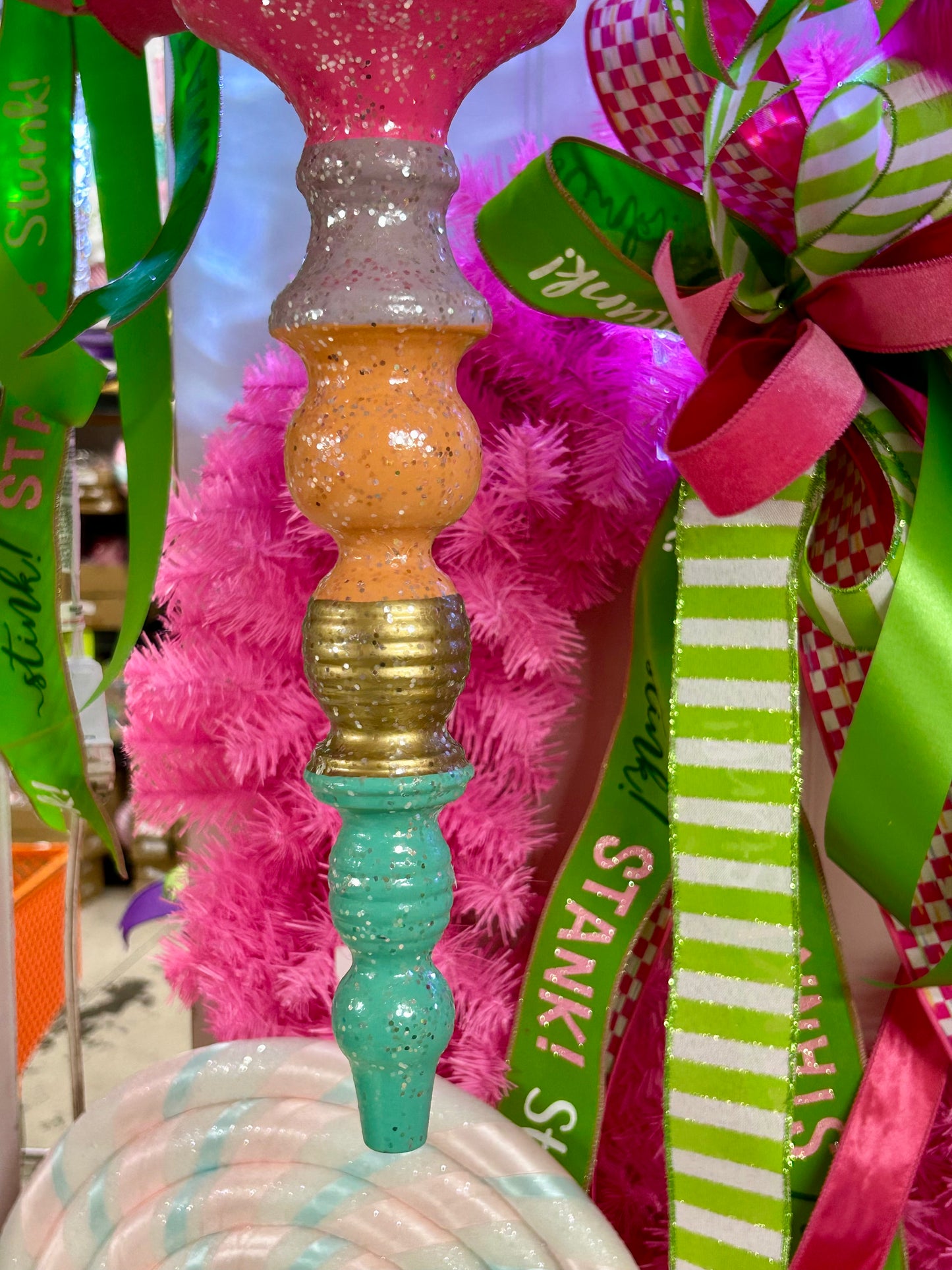 17 Inch Metal Holiday Candy Finial Ornament Two Styles