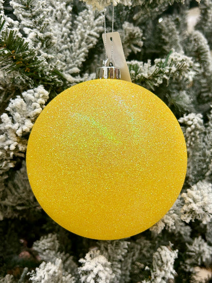 6 Inch Bright Yellow Iridescent Glitter Ornament