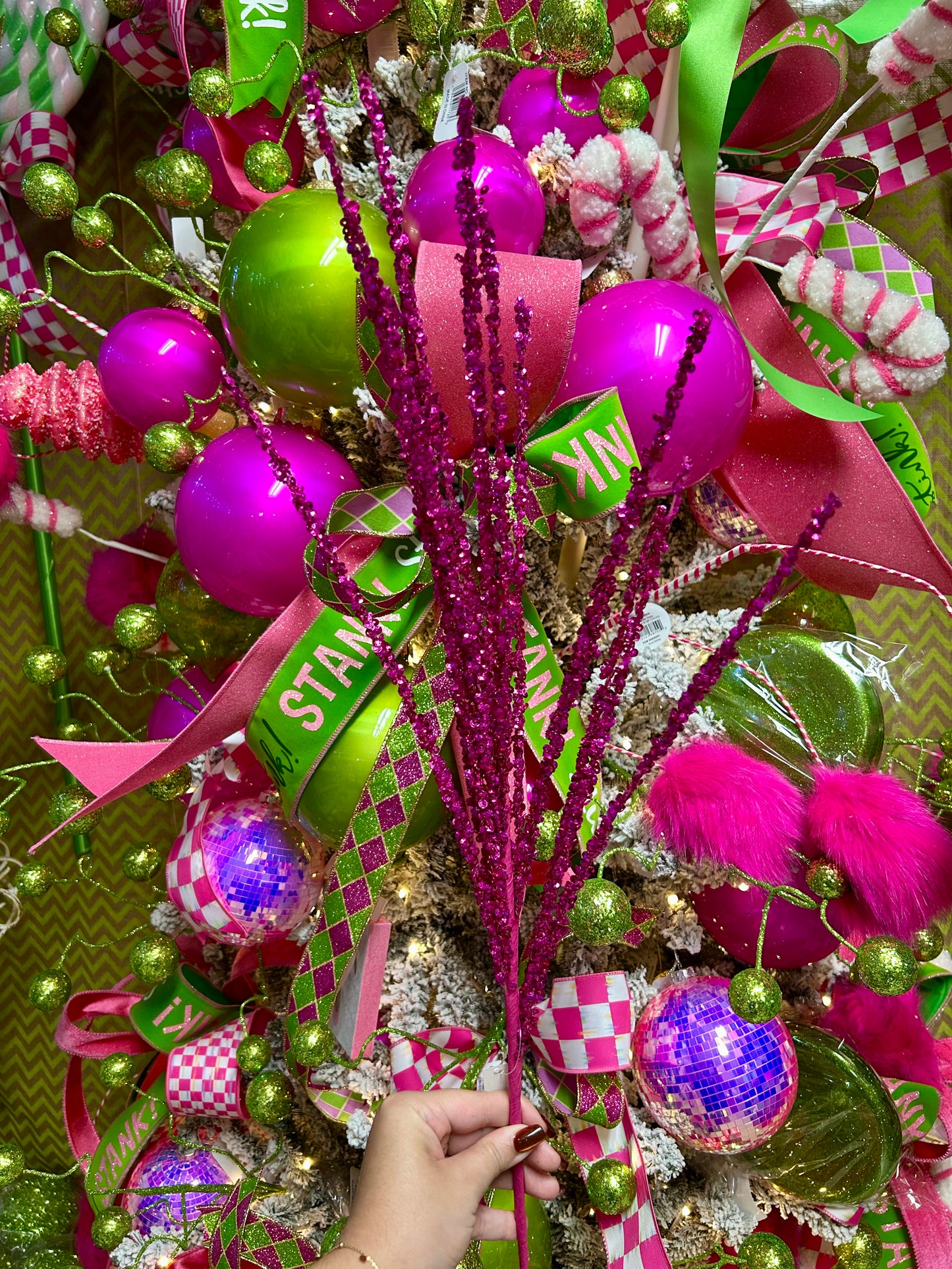 32 Inch Hot Pink Sequin Twig Spray