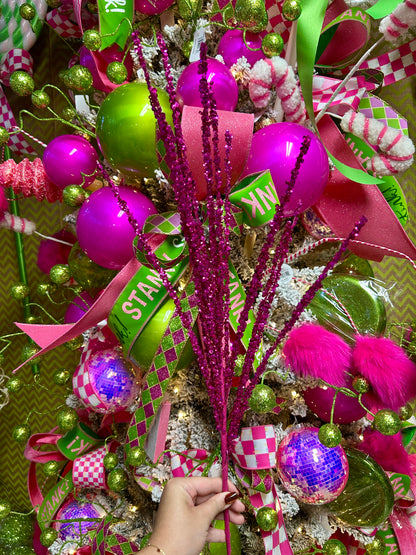 32 Inch Hot Pink Sequin Twig Spray