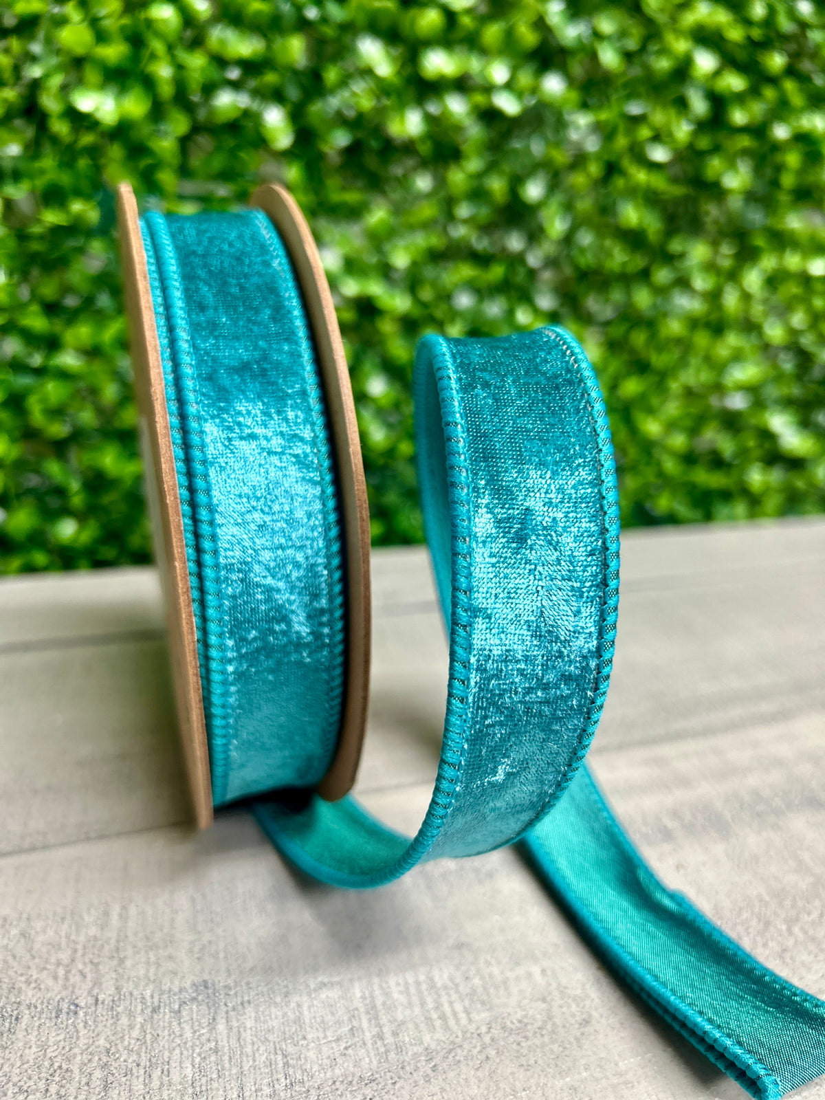1 Inch By 10 Yard Aqua Heritage Velvet Ribbon