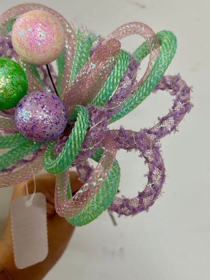 12 Inch Pink Orchid Lavender And Mint Green Iridescent Glitter Ball Tubing Pick