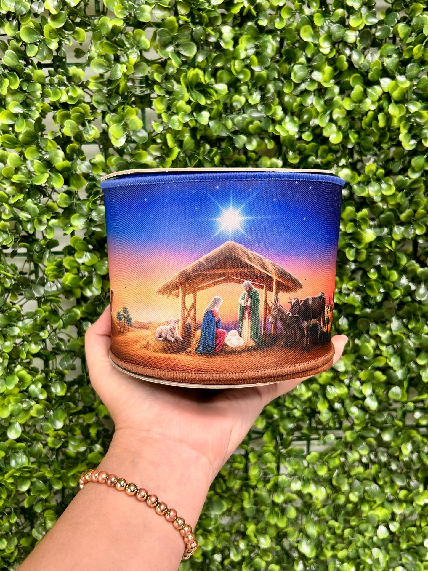 4 Inch By 10 Yard Nativity Scene Fused Ribbon