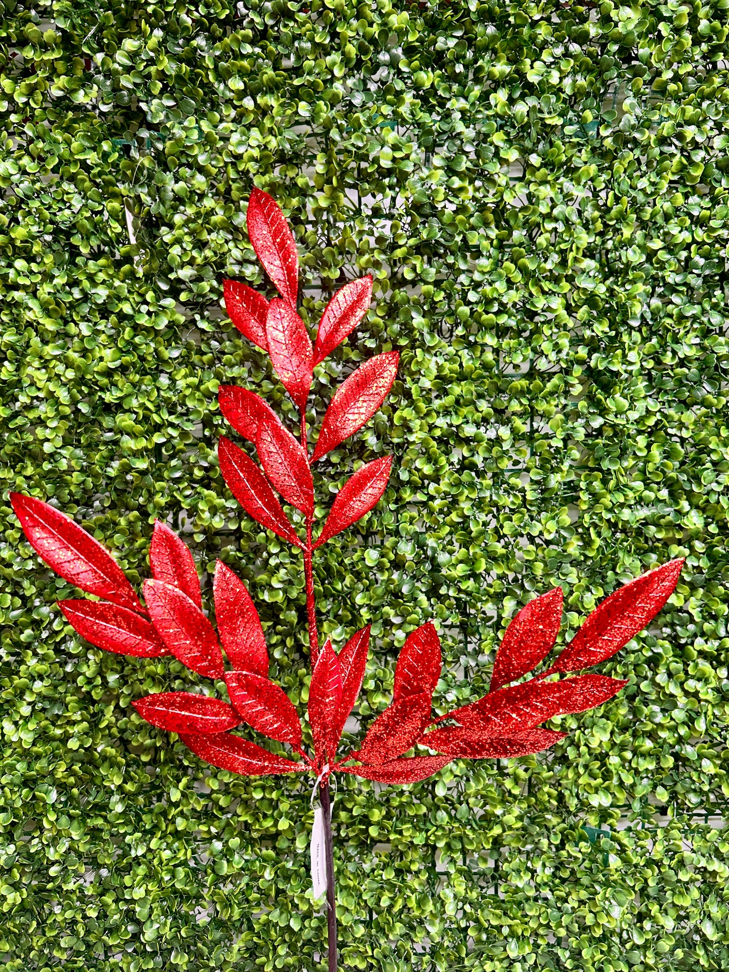 26 Inch Red Metallic Bay Leaf Spray