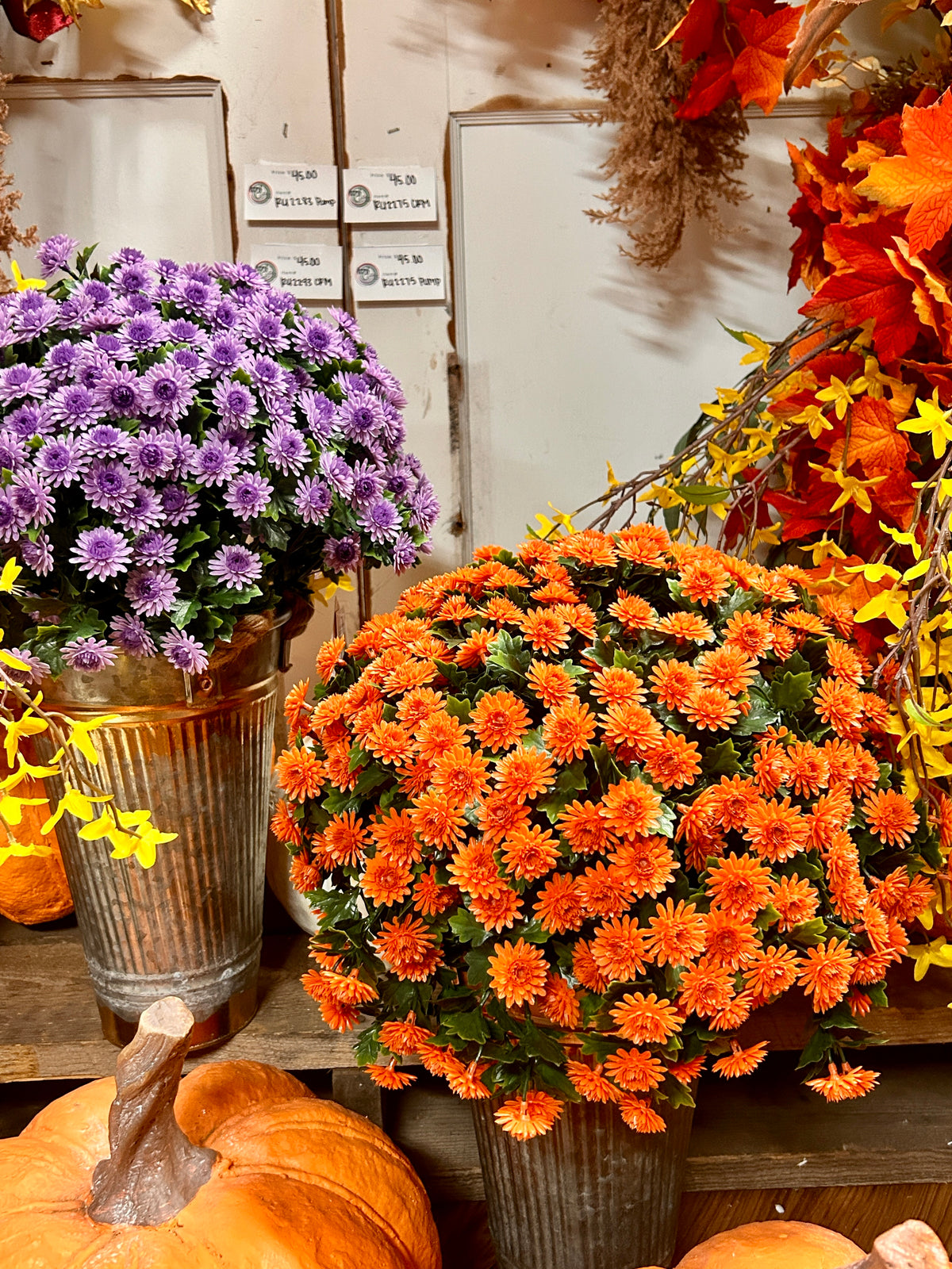 16 Inch Bright Orange Mum Bush Stake