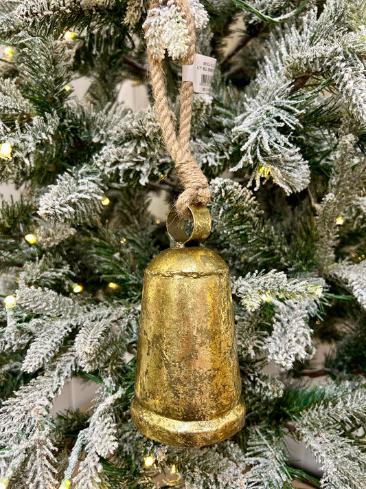 4.5 Inch Gold Antique Metal Bell Ornament
