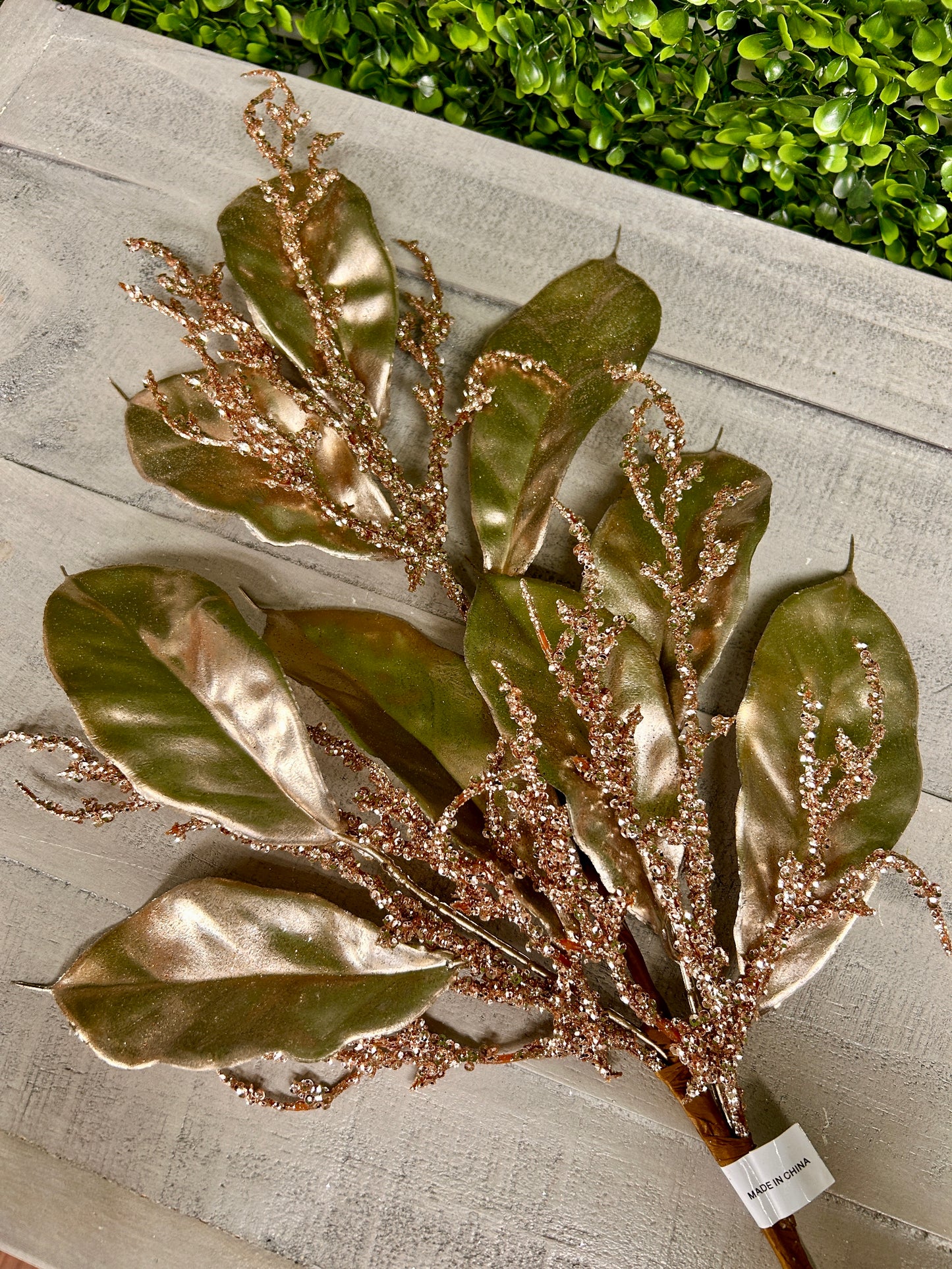 24 Inch Champagne Magnolia Leaf Spray
