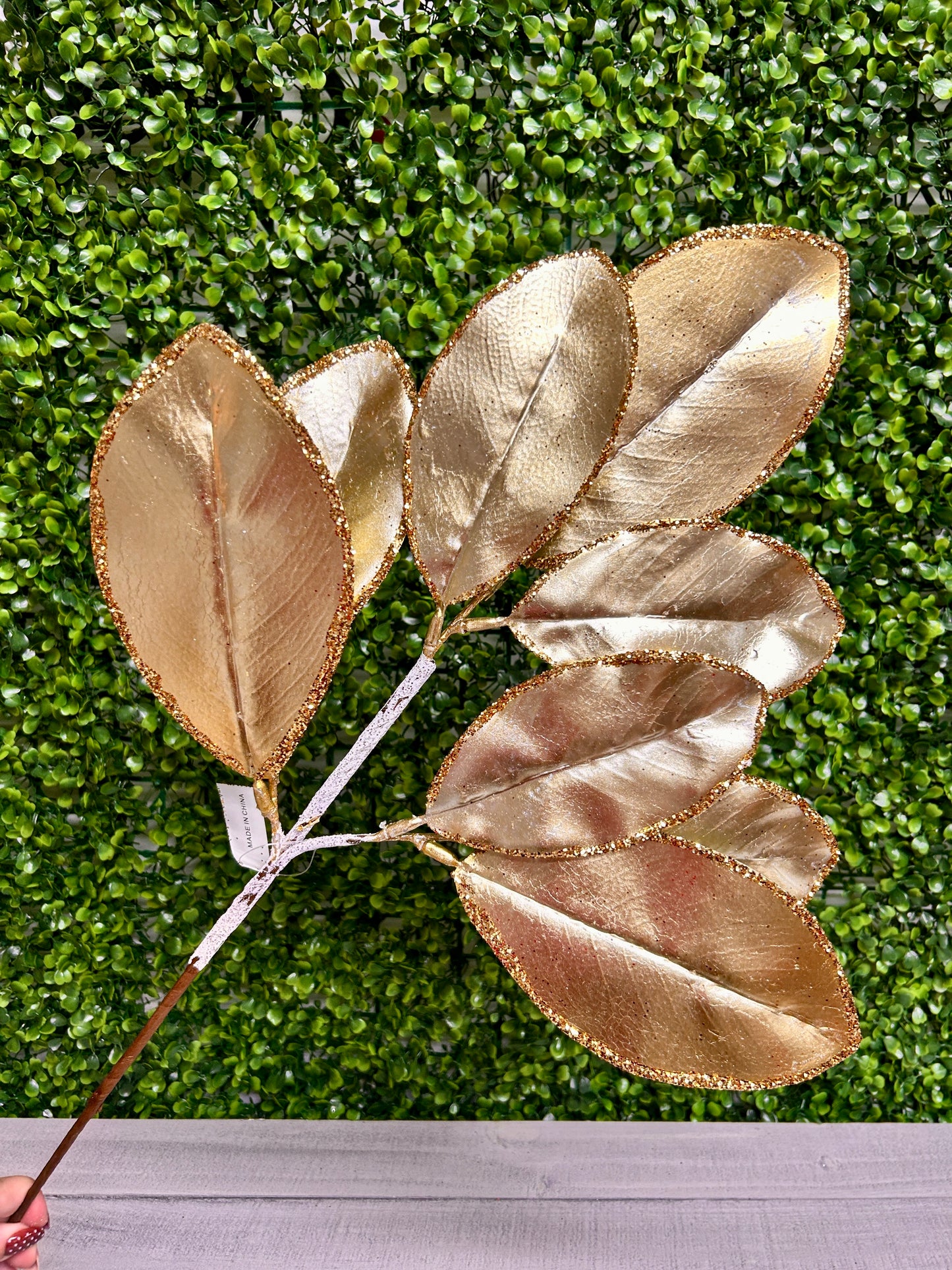 24 Inch Gold Magnolia Leaf Spray