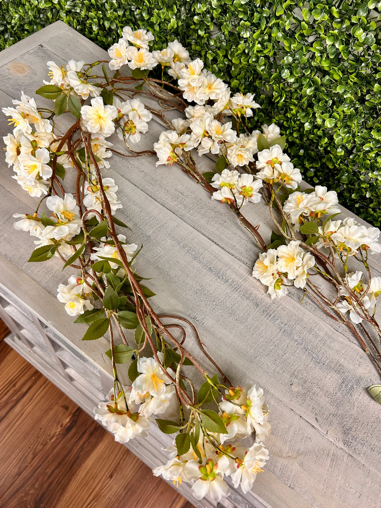 58 Inch White Triple Cherry Blossom Garland