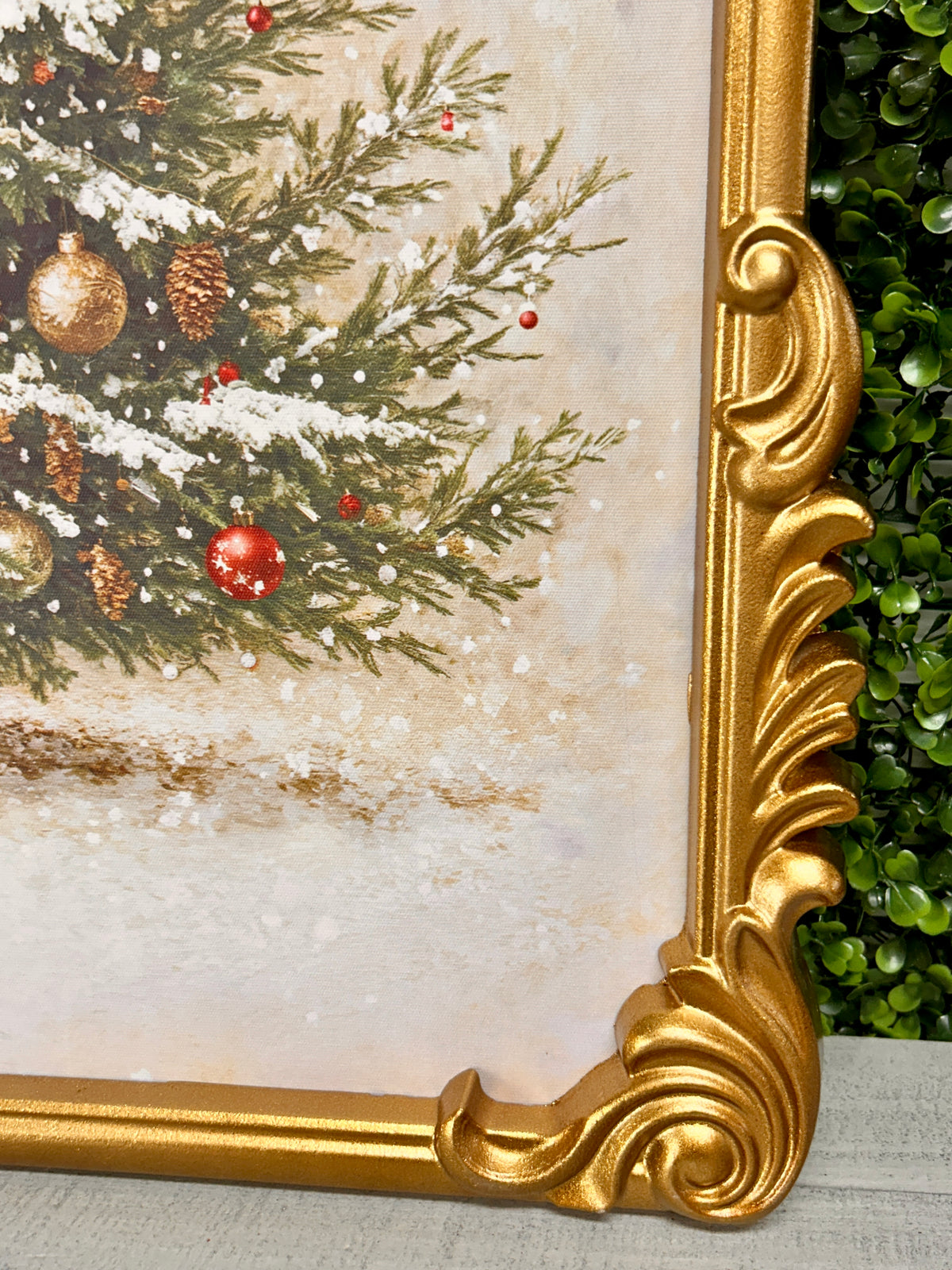 18.5 Inch By 27 Inch Gilded Frame Christmas Tree Art
