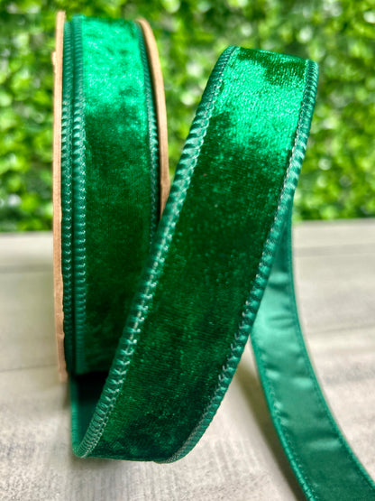 1 Inch By 10 Yard Hunter Green Heritage Velvet Ribbon