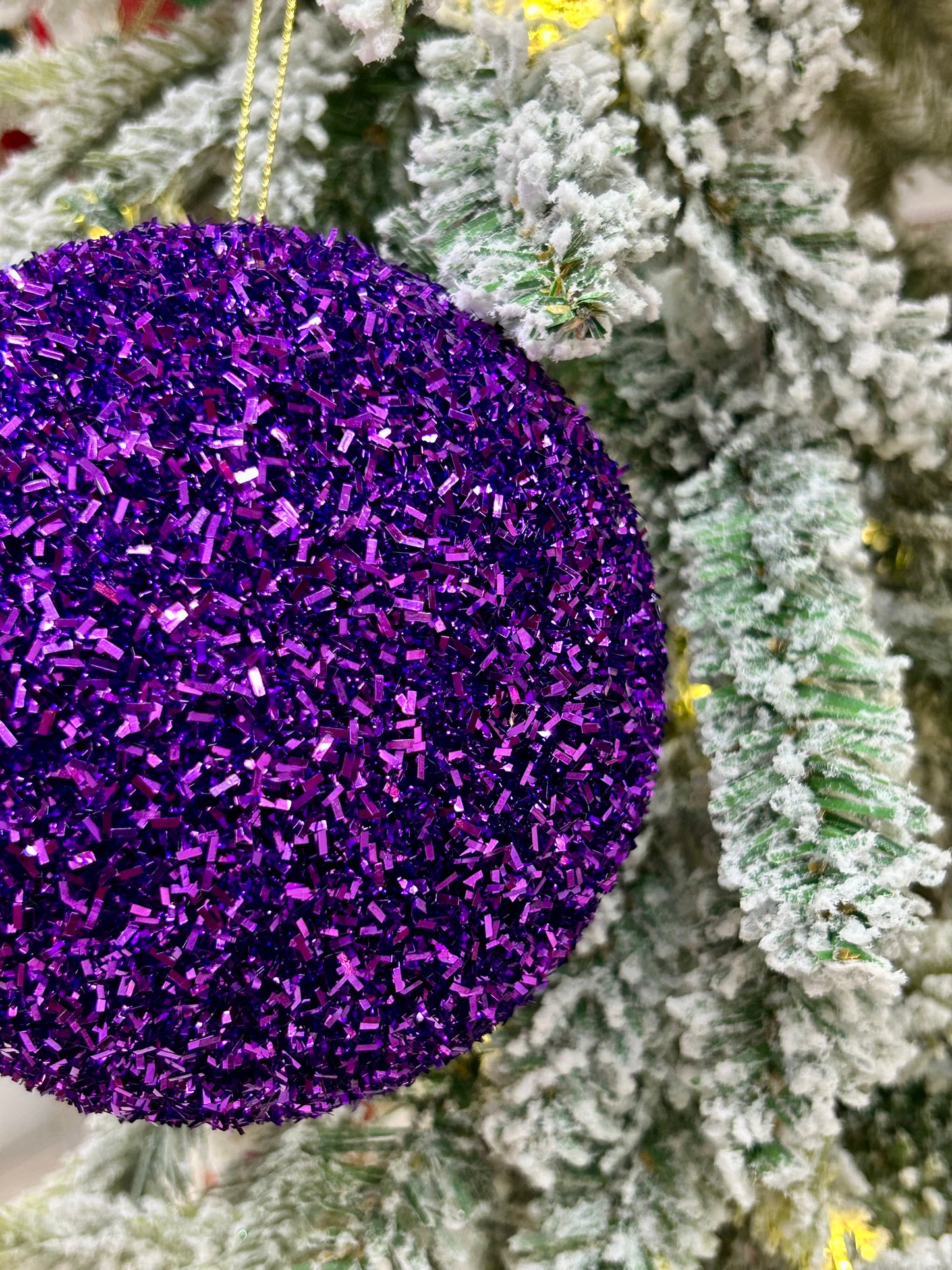 5 Inch Purple Foil Glitter Ornament Ball