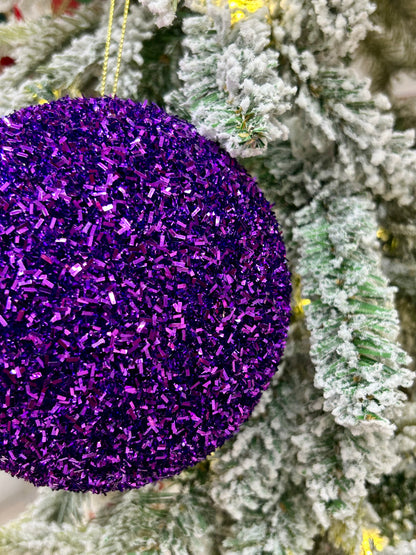 5 Inch Purple Foil Glitter Ornament Ball