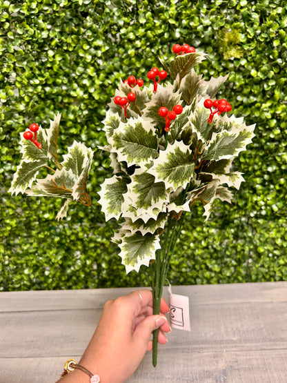 15.75 Inch Green Holly Bush